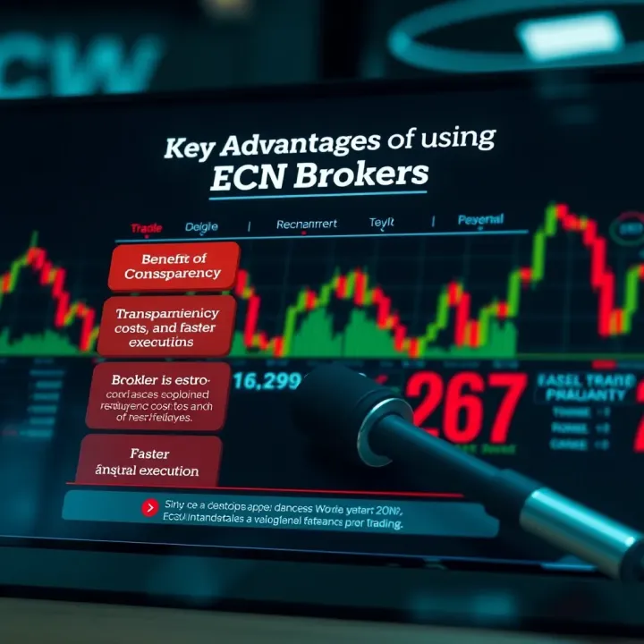 Chart showing benefits of ECN brokers including transparency, reduced costs, and faster execution