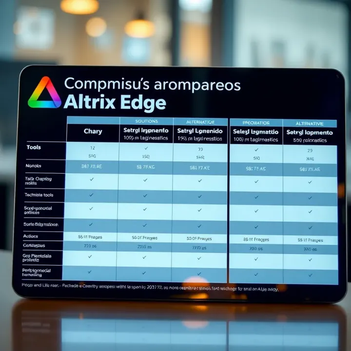 Comparison chart displaying Altrix Edge alongside alternative tools with technical specifications
