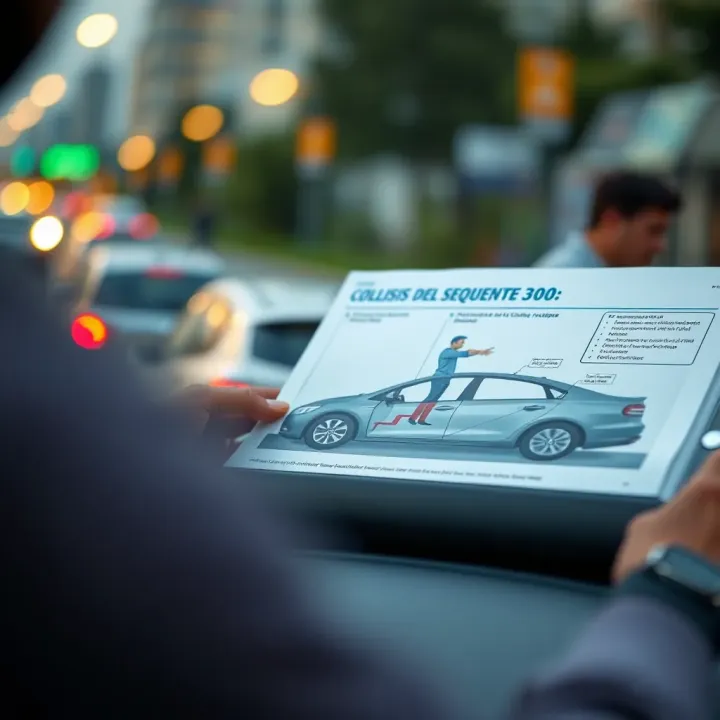 Detailed diagram showing the sequence of events leading to the vehicle collision