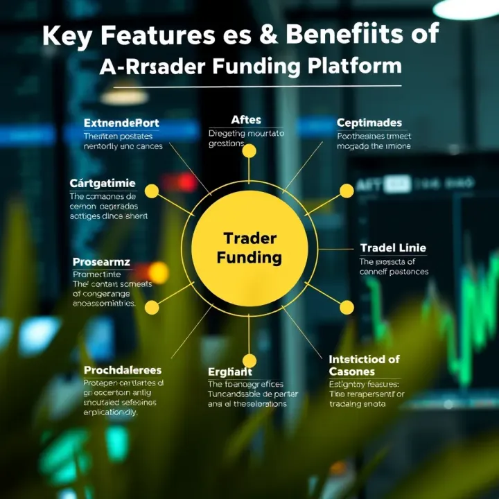 Diagram illustrating the key features and benefits of a trader funding platform