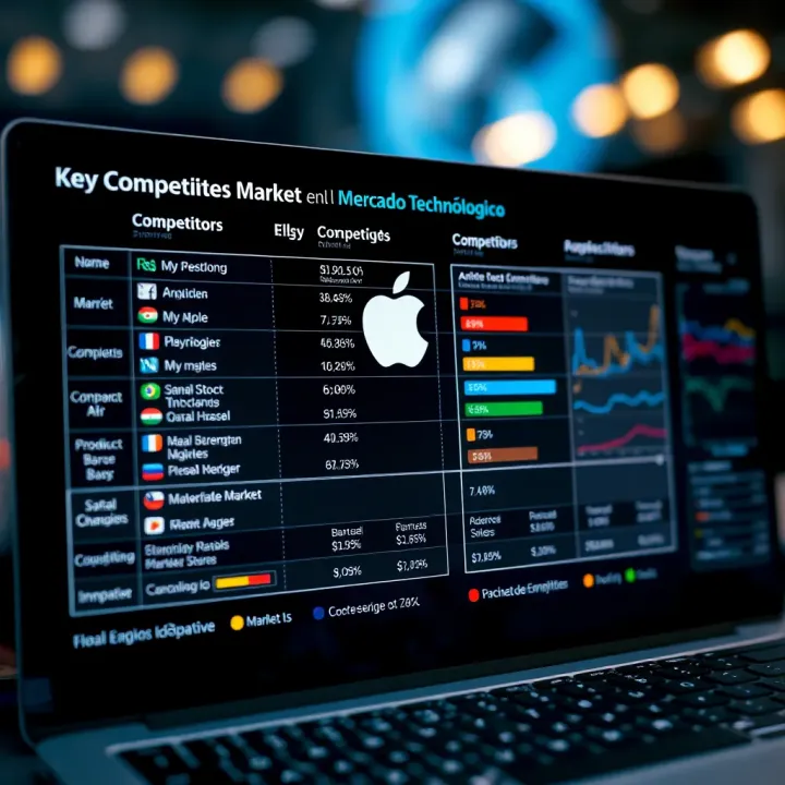 Comparison chart illustrating key competitors of Apple in the technology market with their respective product strengths and market shares