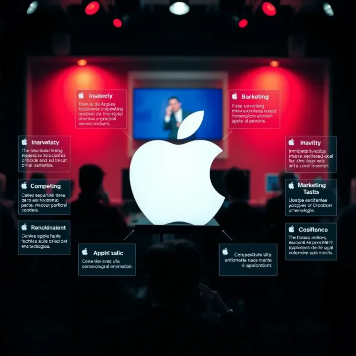 Diagram showcasing Apple's strategic responses to competitive challenges including innovation, marketing tactics, and product development