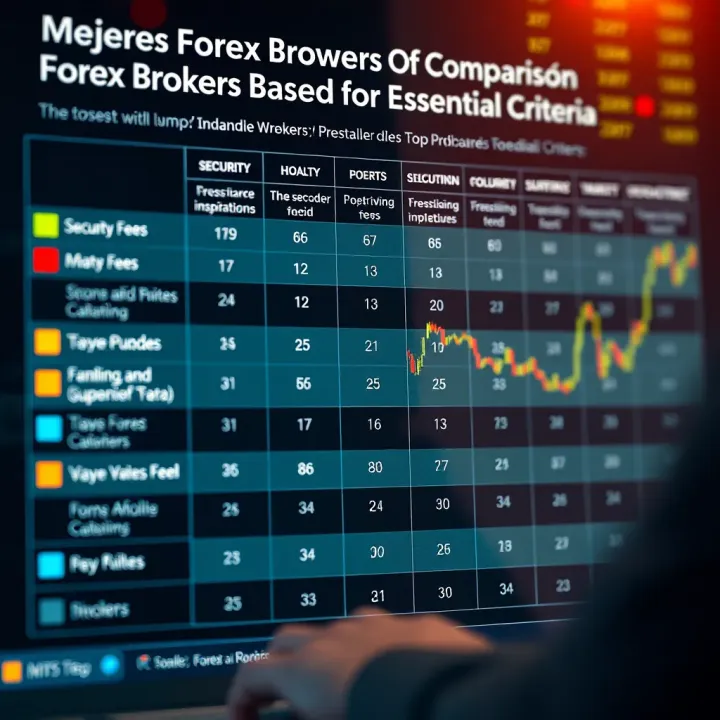 Comparison of Leading Forex Brokers Based on Essential Criteria Comparison chart showing key features of top forex brokers including security, fees, and platform usability