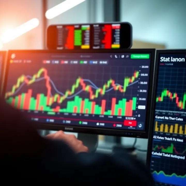 Dashboard of a trading platform showing market charts and financial data