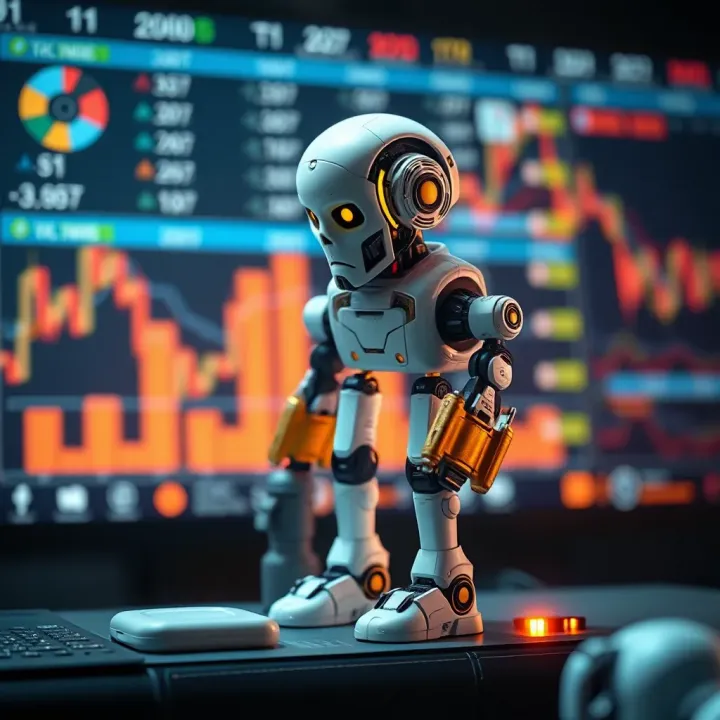 Visualization of technical aspects and risk management strategies for binary options trading bots