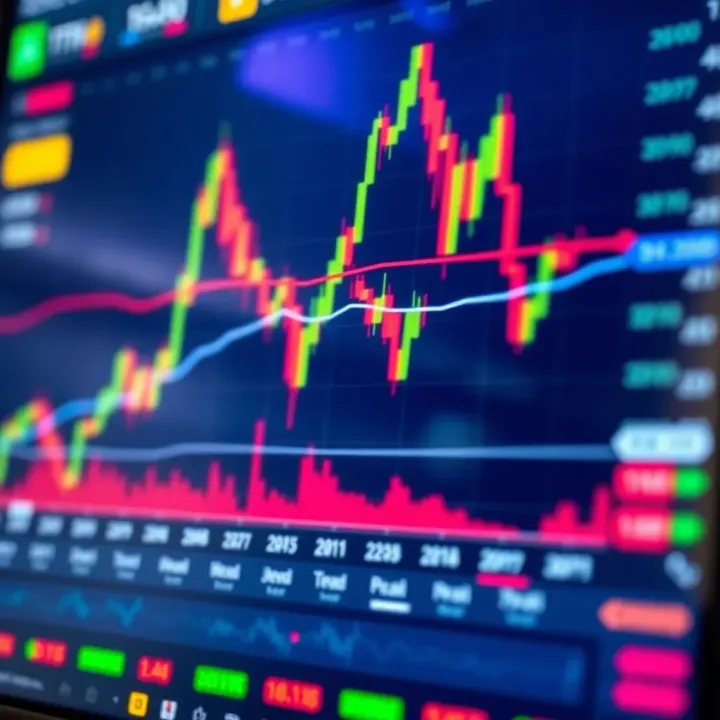 Graph showing financial market trends with an emphasis on binary options trading platform interface