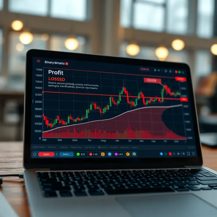 Graph illustrating binary trading outcomes with clear profit and loss zones
