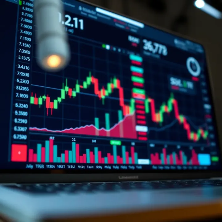 Illustration of trading platform interface with charts and indicators
