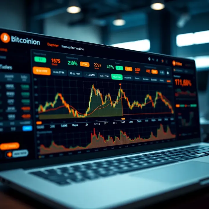 Dashboard of Bitcoin Champion showing automated cryptocurrency trading interface with graphs and performance metrics