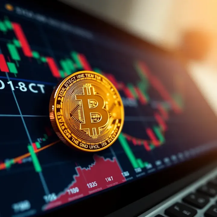 Risk and Opportunity Factors in Bitcoin Investment Illustration of digital bitcoin coin hovering over financial charts representing risk and opportunity analysis