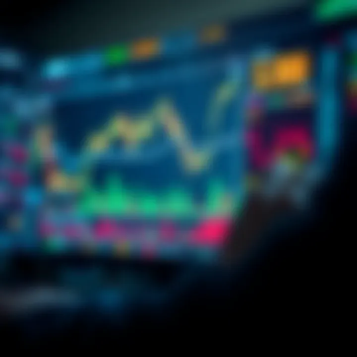 Graph showing financial market trends with digital trading tools and data analytics