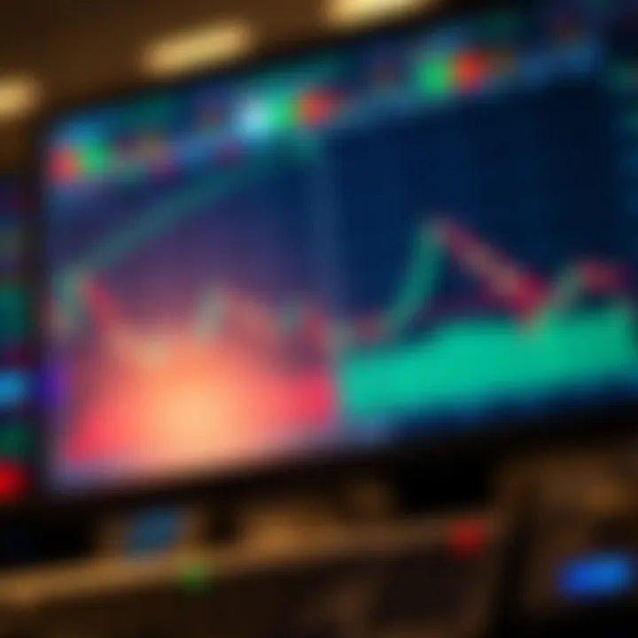 Financial charts displaying currency exchange trends on a digital screen