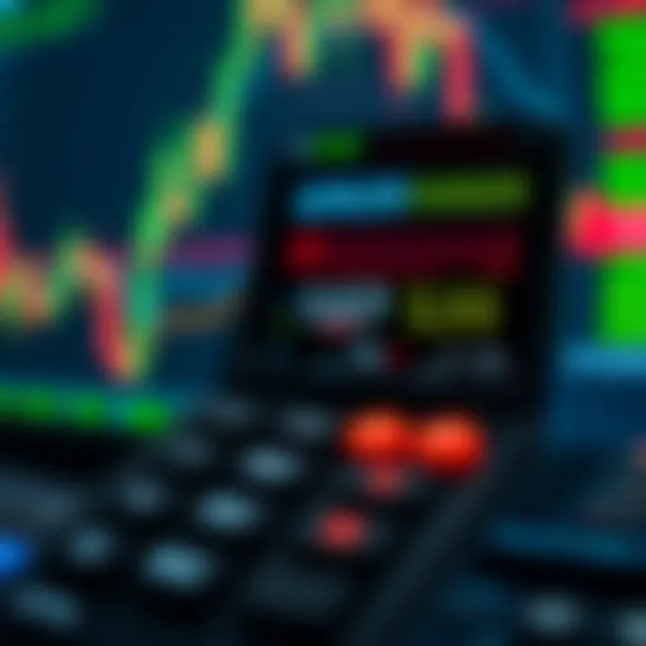 Pip calculator displaying forex trading data on digital screen