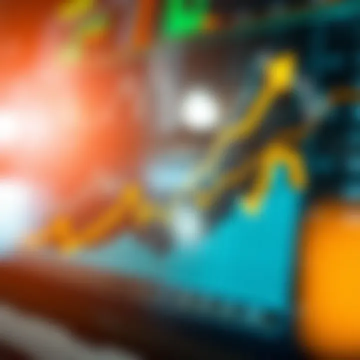 Graph showing financial market trends and investment growth using digital technology