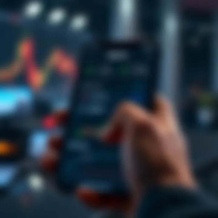 Overview of the Deriv app interface showing trading options and market data