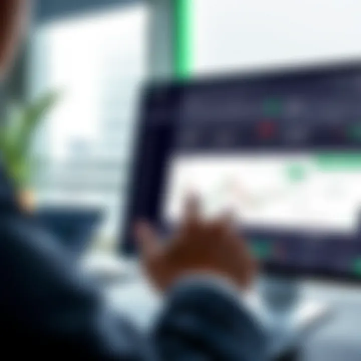 User navigating online trading dashboard illustrating demo versus real account comparison