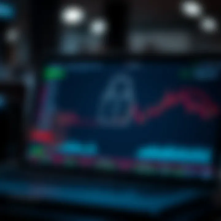 Trading Application Security Features Secure login screen on a trading platform emphasizing account protection and data security