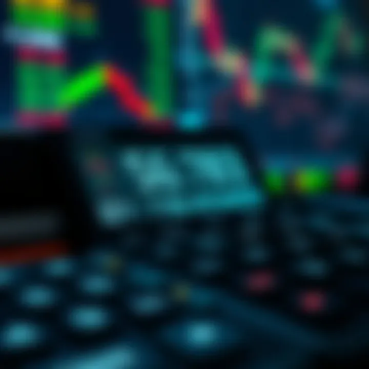 Calculator displaying trading risk management calculations on a digital screen