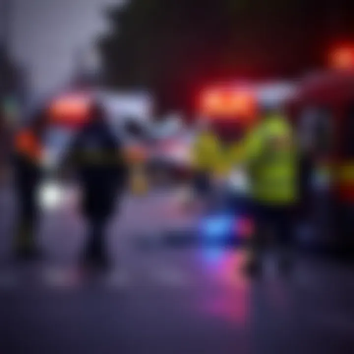 Emergency responders managing the scene and implementing safety protocols after an accident