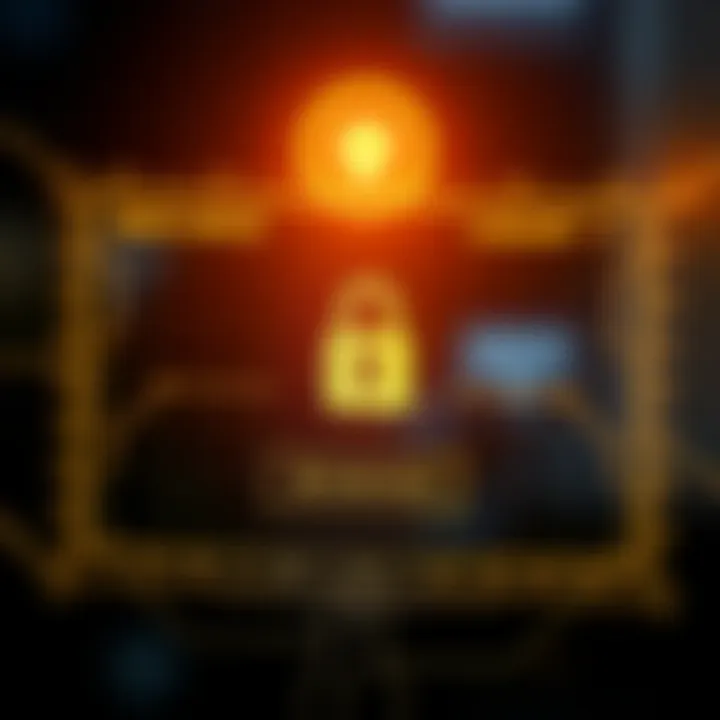 Secure login screen with a digital lock symbol indicating protected access to a cryptocurrency account