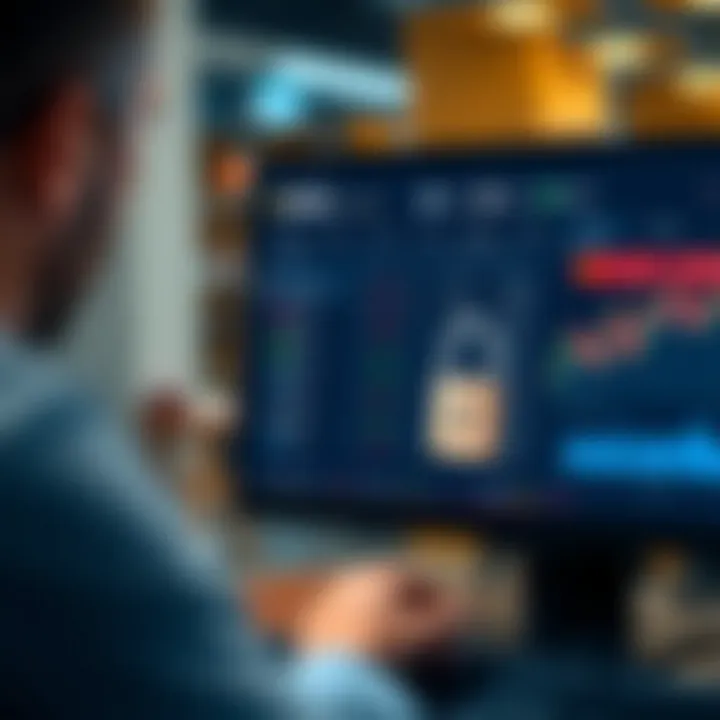 Secure online trading platform interface showing account options and security features