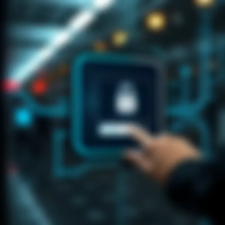 Secure login interface displaying a user entering credentials on a digital platform