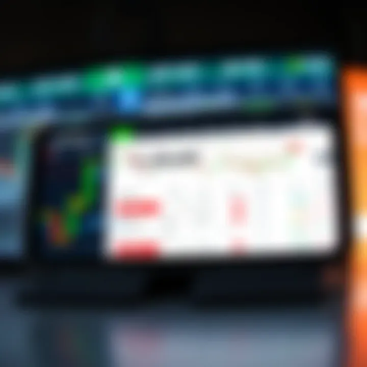 Mobile device displaying IQ Option trading interface with various financial charts and options