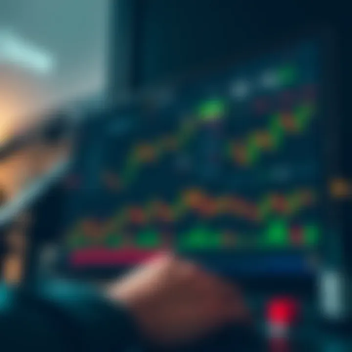 Illustration showing an IQ Option trading platform dashboard with various financial instruments and charts