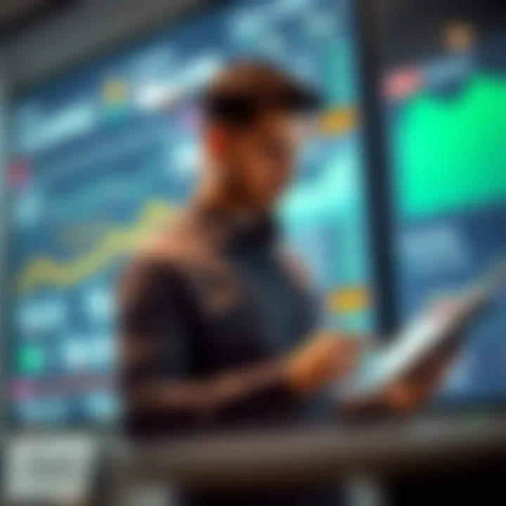 User Reviewing Financial Data and Credit Options on Digital Platform User reviewing financial data on a digital device with charts and credit options displayed