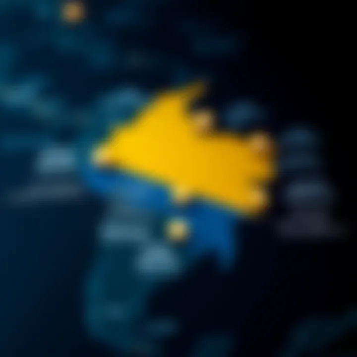 Map highlighting Colombia and Latin America with icons representing trading and partnership benefits