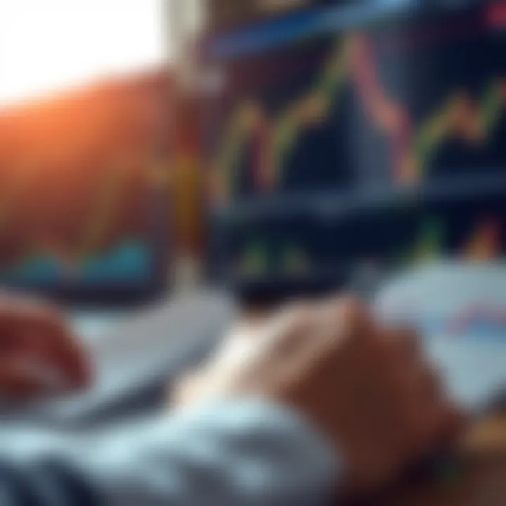 Conceptual illustration of risk management and financial analytics with graphs and charts