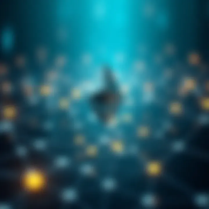 Digital representation of Ethereum blockchain network with futuristic data connections
