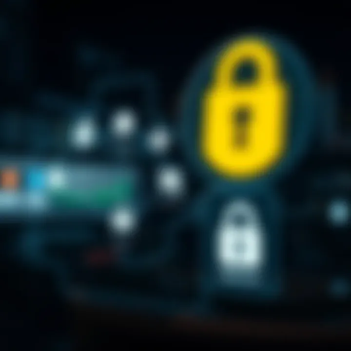 Illustration of digital payment methods and security icons for Quotex broker