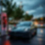 Electric vehicle charging station representing Tesla's innovation in automotive technology