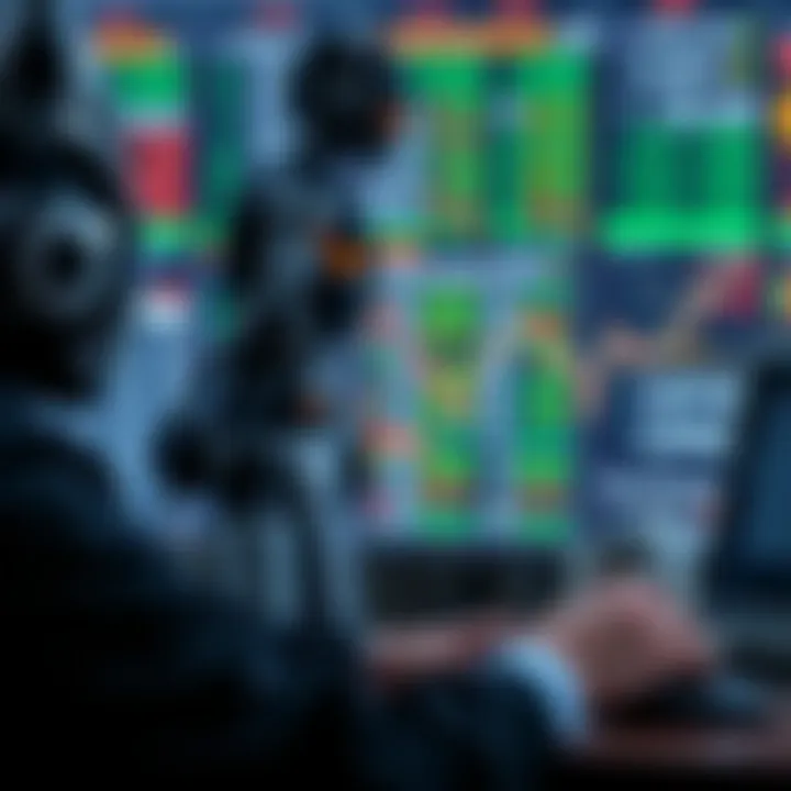 Diagram showing the operation of an automated trading bot analyzing financial data