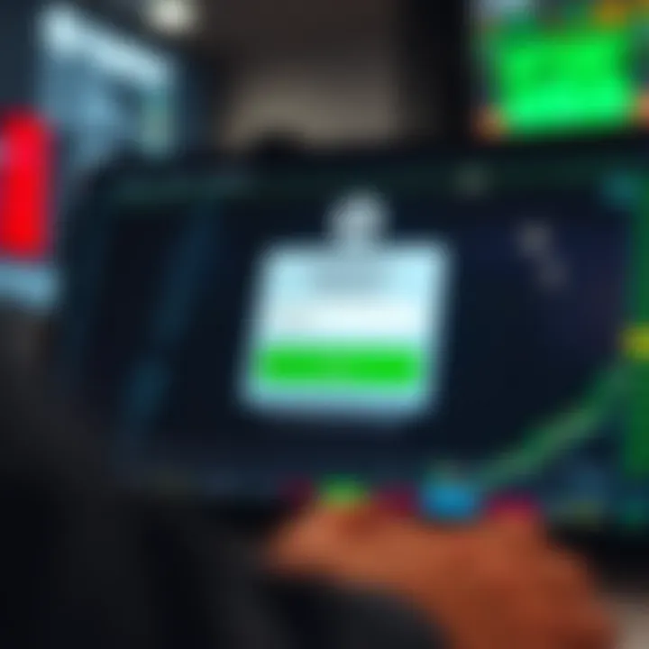 Secure login screen on a trading platform