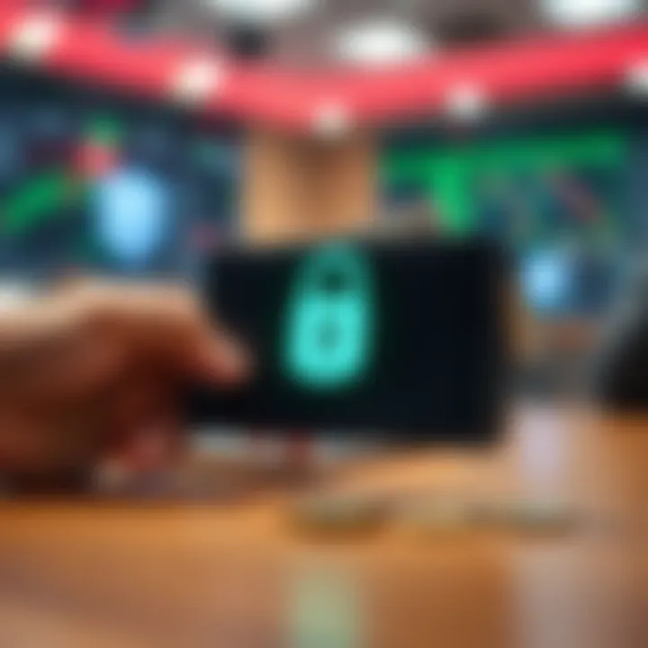 Illustration of a secure online transaction between trading platform and digital wallet