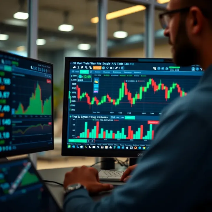 Integrating AI Signals into Trading Platforms for Informed Decisions Computer screen showing trading platform interface enhanced with AI-generated financial signals