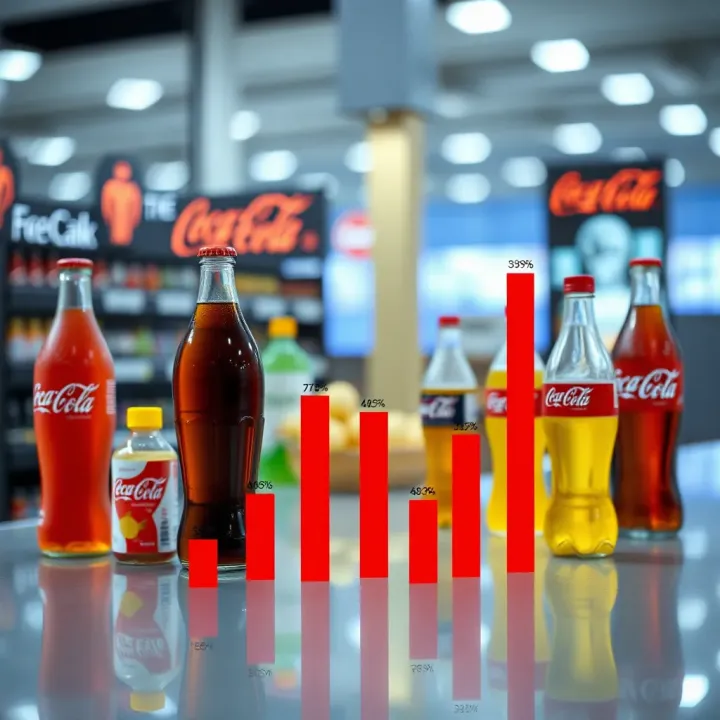 Graph showing market share comparison between Coca-Cola and its main beverage competitors