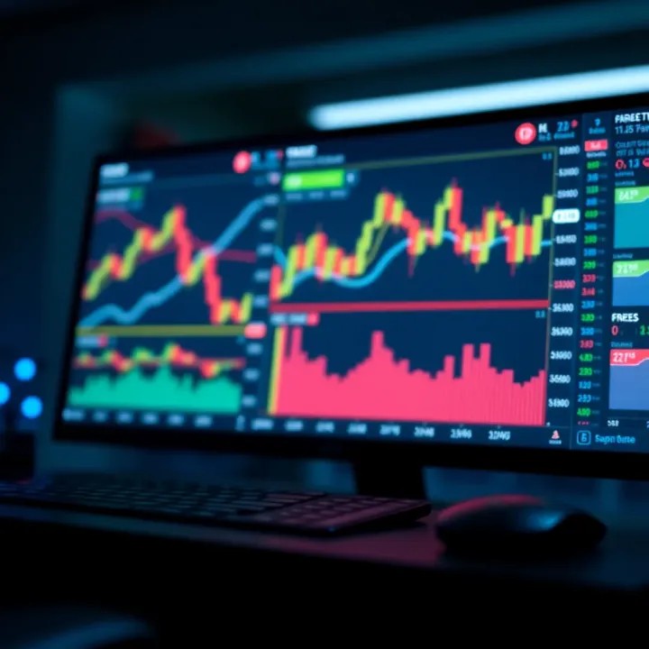 Dashboard interface with Forex trading tools and charts on a digital screen