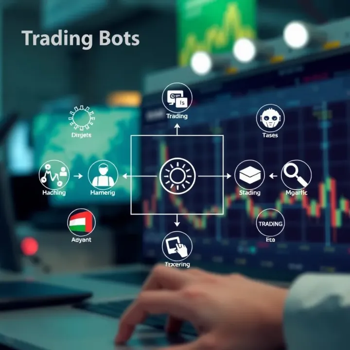 Diagram showing how trading bots automate financial market transactions
