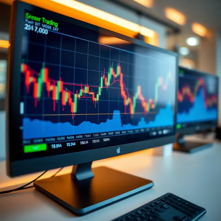 Close-up of a high-resolution financial chart displayed on a sleek trading monitor