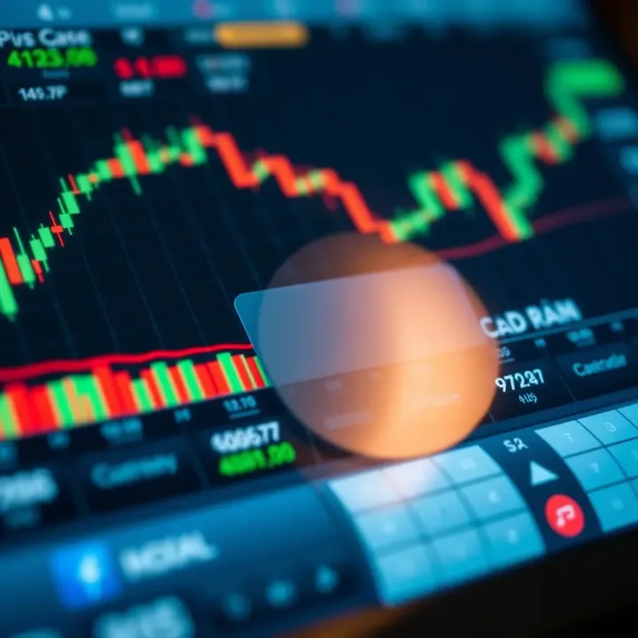 Forex trading screen showing pip calculator interface with currency pairs and risk assessment tools