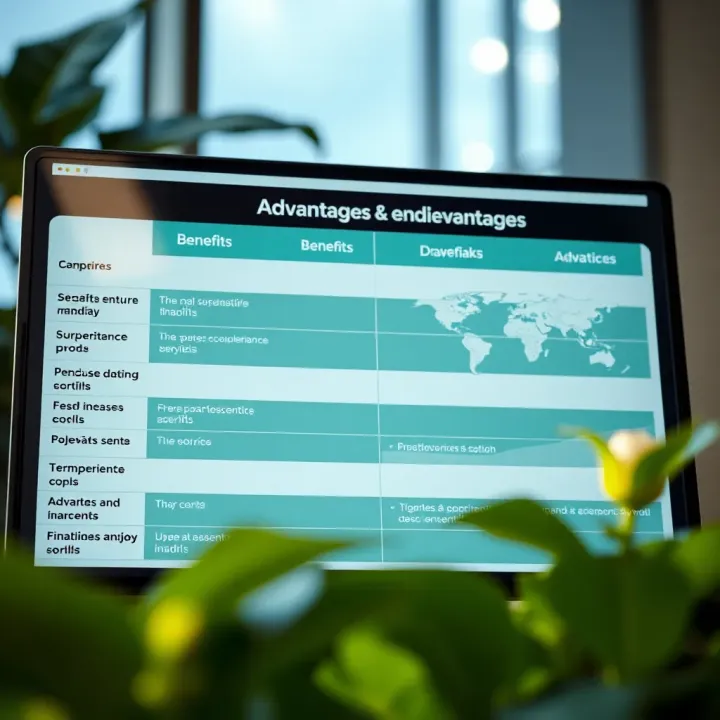 Comparison chart highlighting benefits and drawbacks of a financial service platform