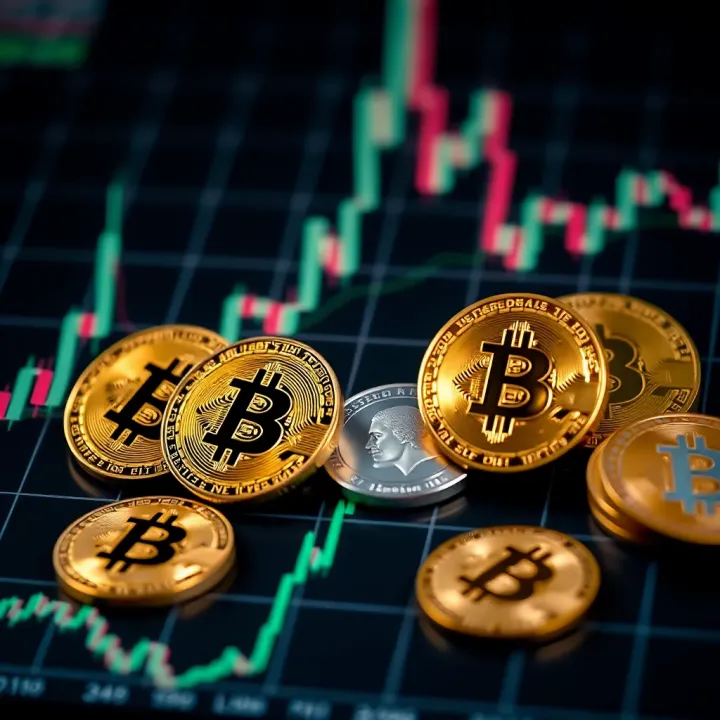 Comparative chart illustrating Bitcoin price movements alongside other cryptocurrencies within a digital currency market context