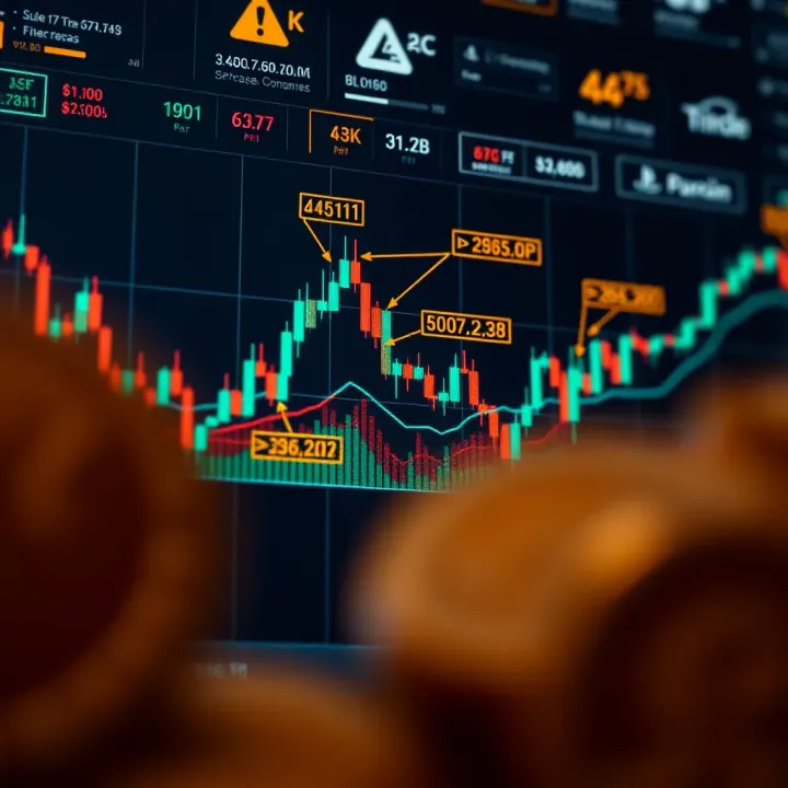 Graph displaying cryptocurrency price trends with annotations highlighting key trading strategies and risk management