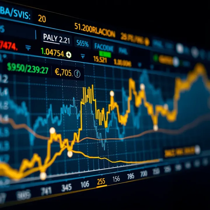 Graph showing daily gold price movements with financial data and currency symbols