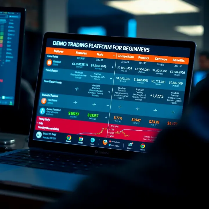 Comparison chart of demo trading platforms with features and benefits