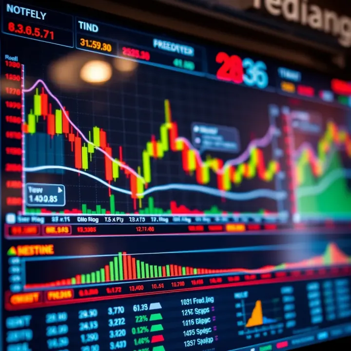 Trading dashboard displaying forex charts and market indicators