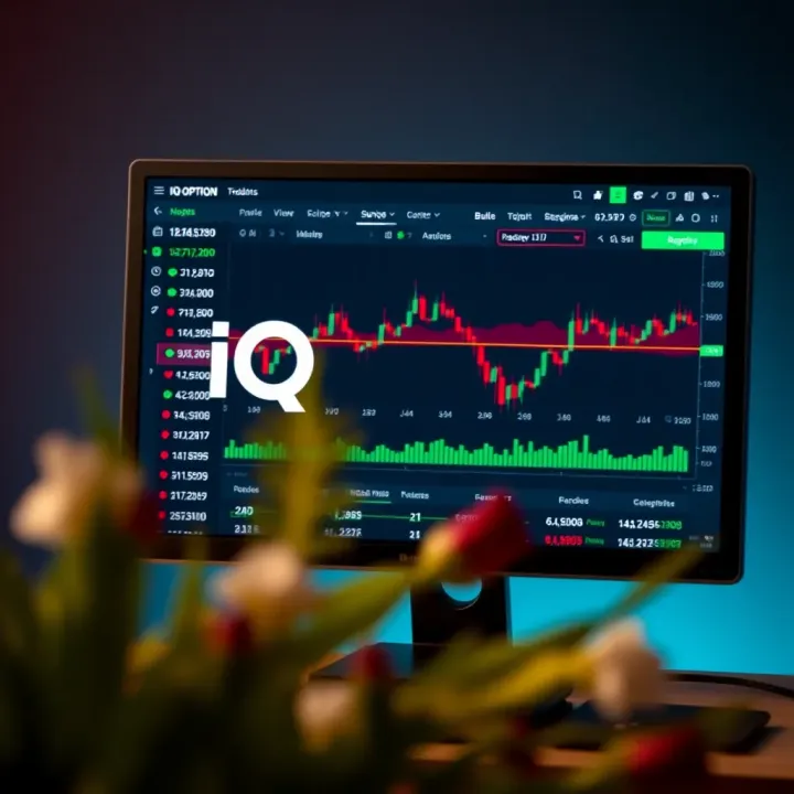 Computer screen displaying the IQ Option trading platform interface
